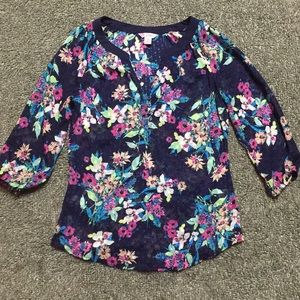 Candie's Navy Colorful Floral Top XS
